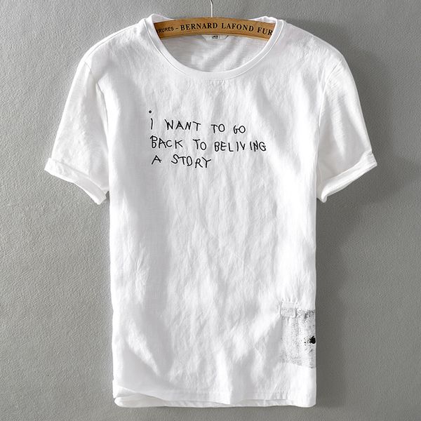 2021 new linho-de manga curta de vero em torno pescoo branco t-shirt dos homens do bordado letras camisetas masculino 4fz5, White
2021 new linho-de manga curta de vero em torno pescoo branco t-shirt dos homens do bordado letras camisetas masculino 4fz5, White