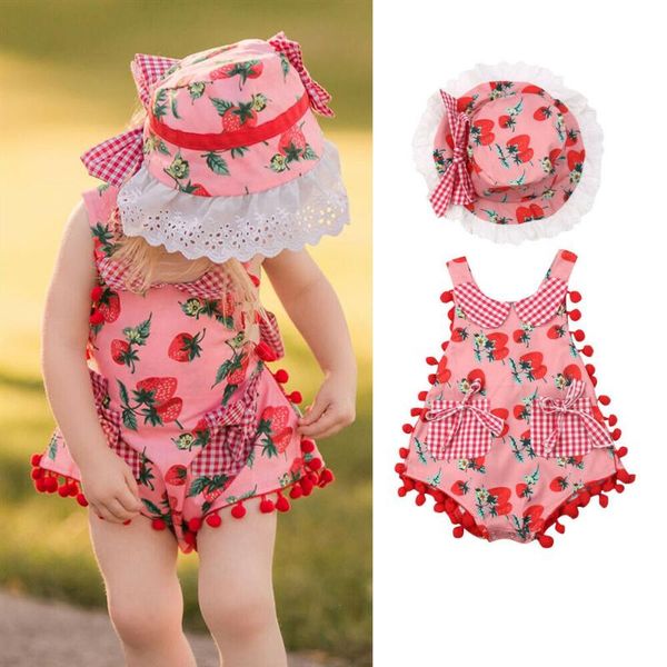 rompers lovely baby girls 2pcs summer jumpsuits outfit sleeveless strawberry print tassel romper + sun hat toddler casual set, Blue
rompers lovely baby girls 2pcs summer jumpsuits outfit sleeveless strawberry print tassel romper + sun hat toddler casual set, Blue