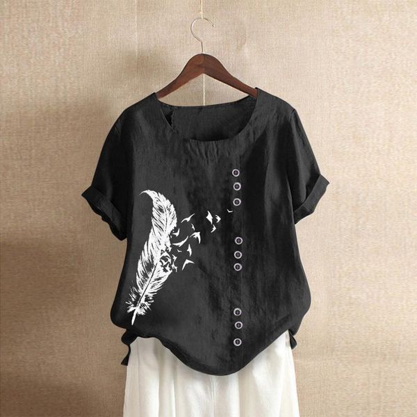 women's t-shirt feather print casual boho women short sleeve cotton linen tee summer plus size streetwear loose tshirt woman 2021 55, White
women's t-shirt feather print casual boho women short sleeve cotton linen tee summer plus size streetwear loose tshirt woman 2021 55, White