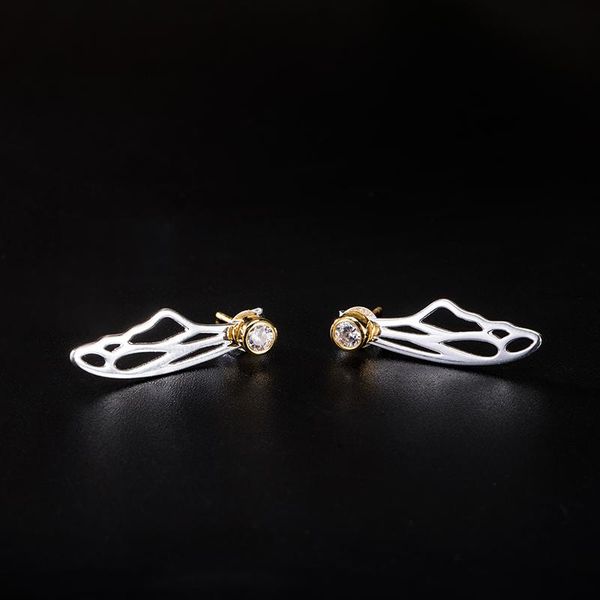 stud vla 925 silver creative fashion hollow out cicada wing earrings women's inset zircon insect jewelry accessories, Golden;silver
stud vla 925 silver creative fashion hollow out cicada wing earrings women's inset zircon insect jewelry accessories, Golden;silver