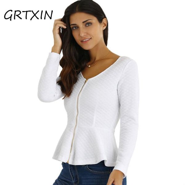 women's jackets women spring autumn white black coats cotton casual feminino zipper long sleeves ruffled hem stretchy outwears, Black;brown
women's jackets women spring autumn white black coats cotton casual feminino zipper long sleeves ruffled hem stretchy outwears, Black;brown