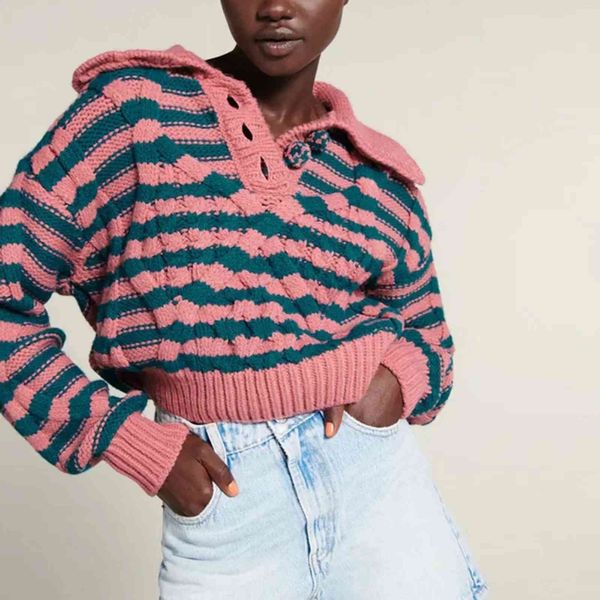 women's sweaters xikom novo feminino listras do vintage gancho camisola de flor doce malha turn-down colarinho chique vjh4, White;black
women's sweaters xikom novo feminino listras do vintage gancho camisola de flor doce malha turn-down colarinho chique vjh4, White;black