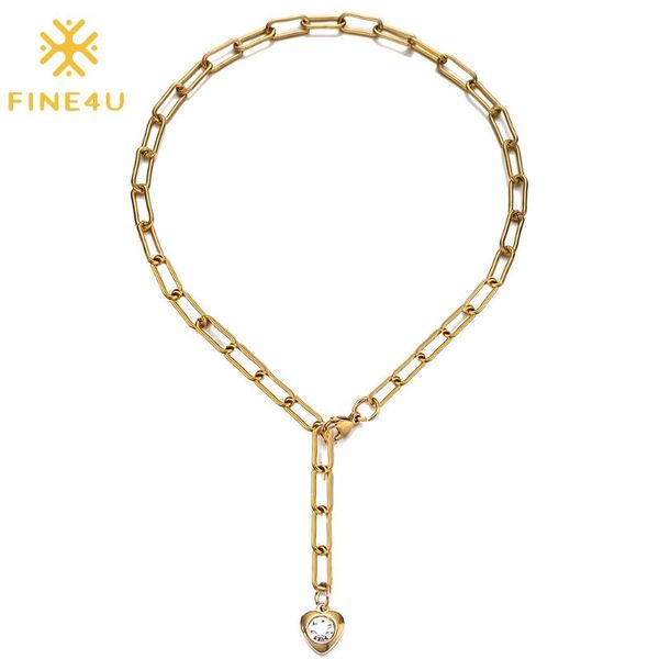pendant necklaces fine4u n776 gold color paperclip chain choker satellite heart rhombus necklace dainty jewelry for women, Silver
pendant necklaces fine4u n776 gold color paperclip chain choker satellite heart rhombus necklace dainty jewelry for women, Silver