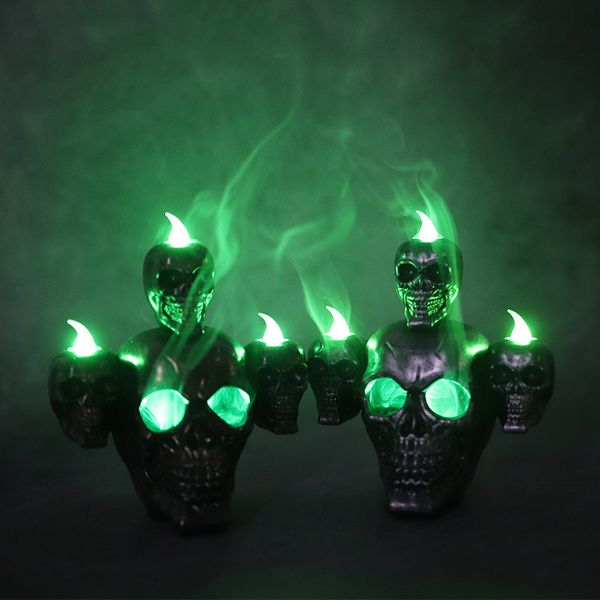 

Halloween new product smoke horror skull head lamp pumpkin lamp LED electronic candle light haunted house decoration props