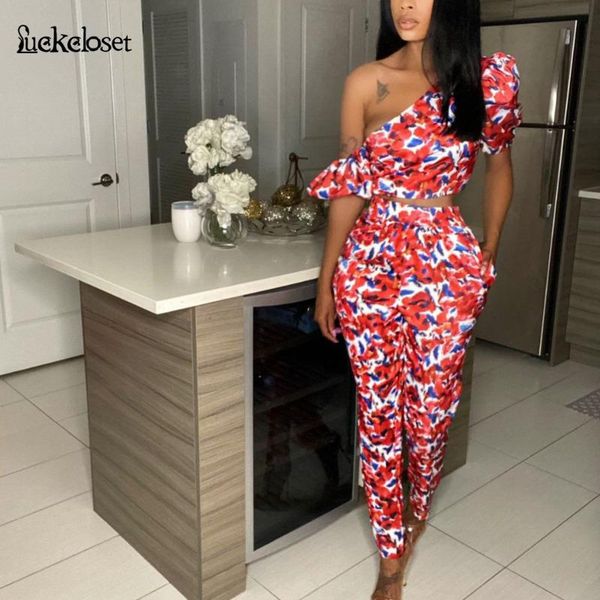 women's two piece pants slash shoulder bodycon matching print women sets short puff sleeve blouse and pencil bottom pant fall tracksuit, White
women's two piece pants slash shoulder bodycon matching print women sets short puff sleeve blouse and pencil bottom pant fall tracksuit, White