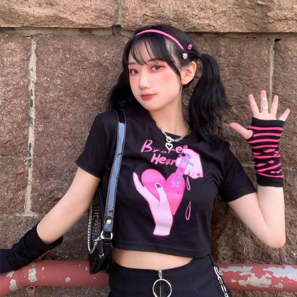 women's t-shirt y2k short women broken sweetheart kawaii pink punk hip-hop streetwear cute girl vintage harajuku clothes summer, White
women's t-shirt y2k short women broken sweetheart kawaii pink punk hip-hop streetwear cute girl vintage harajuku clothes summer, White