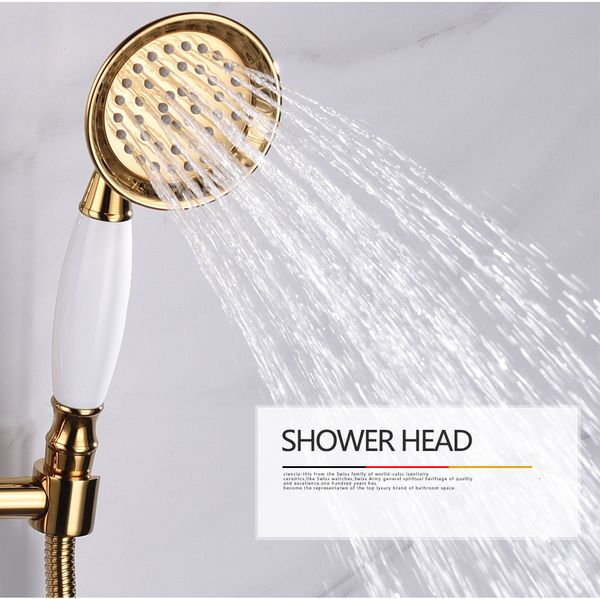 

2021 new gold bathroom water saving brass telephone style hand-held shower head sprayer tap banheiro lavabo ducha plumbing qjdq