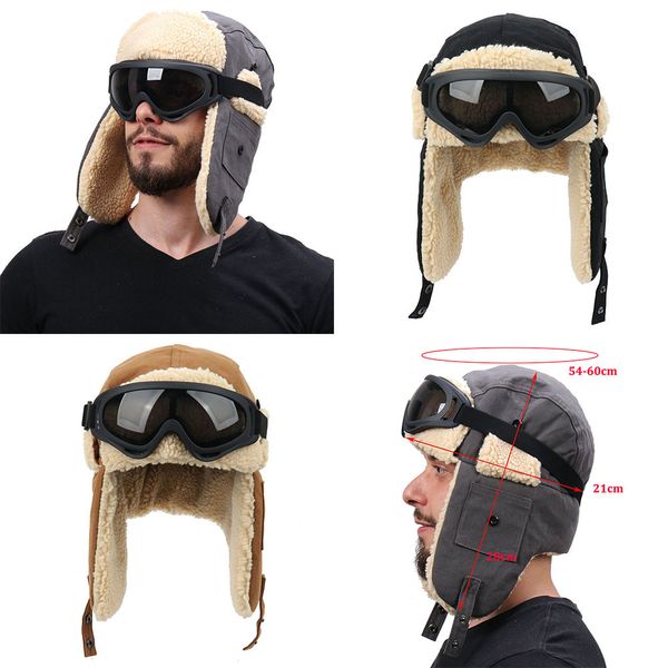 2021 winter bomber hats earflap russian ushanka with goggles men women's trapper pilot hat windproof warm snow skiing caps, Blue;gray
2021 winter bomber hats earflap russian ushanka with goggles men women's trapper pilot hat windproof warm snow skiing caps, Blue;gray
