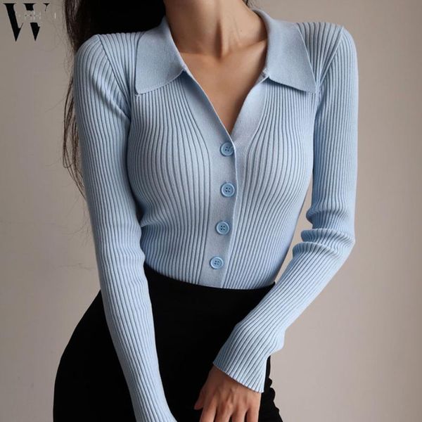 women's knits & tees wyhhcj autumn chic women single-breasted knitted cardigans elegant turn-domn collar full sleeve female solid swea, White
women's knits & tees wyhhcj autumn chic women single-breasted knitted cardigans elegant turn-domn collar full sleeve female solid swea, White