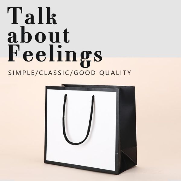 gift wrap bag packaging customized logo printing black border handbag handle shopping paper present clothes books
gift wrap bag packaging customized logo printing black border handbag handle shopping paper present clothes books