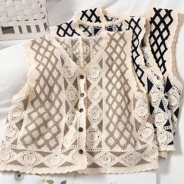 women's vests all-match temperament fashion women hit color check waistcoat fall clothes korean buckle hook flower hollow knit vest lad, Black;white
women's vests all-match temperament fashion women hit color check waistcoat fall clothes korean buckle hook flower hollow knit vest lad, Black;white