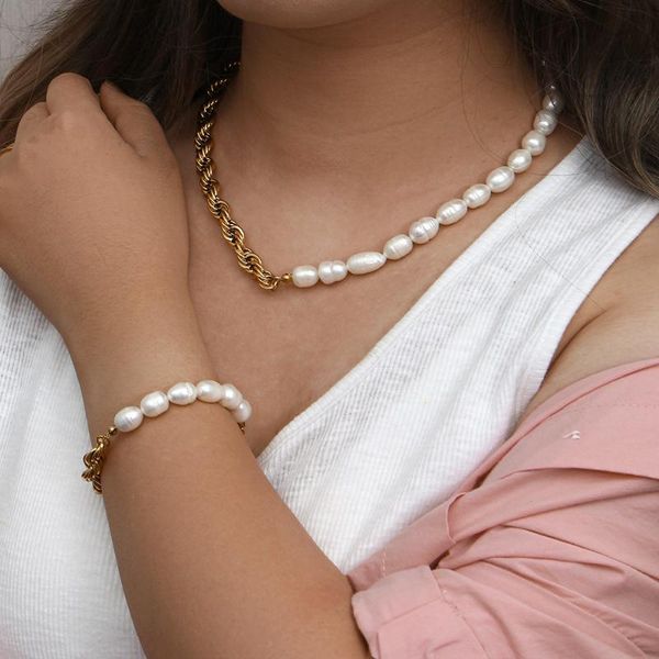 chains freshwater pearls stitching necklace bracelet stainless steel chain fashion jewelry party gift wholesale, Silver 
chains freshwater pearls stitching necklace bracelet stainless steel chain fashion jewelry party gift wholesale, Silver