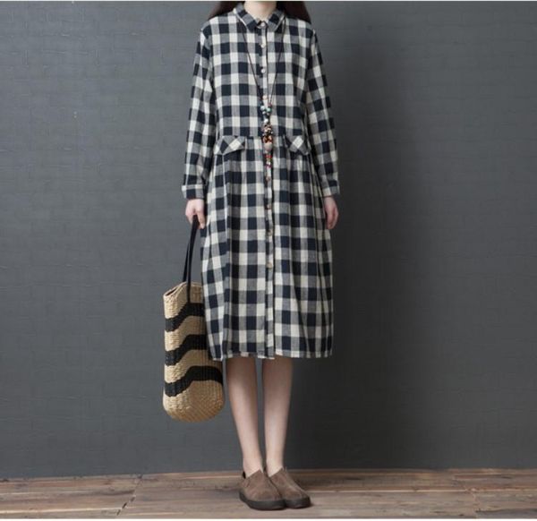 casual dresses factory direct spring and autumn loose large size women's fashion plaid cotton dress, Black;gray
casual dresses factory direct spring and autumn loose large size women's fashion plaid cotton dress, Black;gray