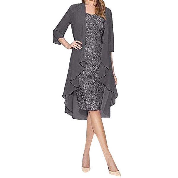 2021 new women dress fashion two pieces charming solid color mother of the bride lace dresses female dress plus size, Black;gray
2021 new women dress fashion two pieces charming solid color mother of the bride lace dresses female dress plus size, Black;gray