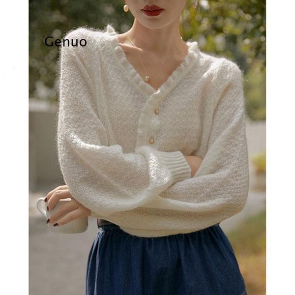 women's knits & tees mohair v-neck women soft coat cardigan long sleeve spring and autumn thin retro sweater knitted solid 2021 slim el, White
women's knits & tees mohair v-neck women soft coat cardigan long sleeve spring and autumn thin retro sweater knitted solid 2021 slim el, White