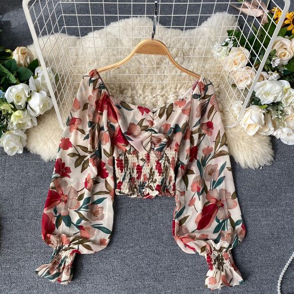 new spring chiffon blouse for women flower print lantern sleeve female slim waist ruched blouses beach wear, White
new spring chiffon blouse for women flower print lantern sleeve female slim waist ruched blouses beach wear, White