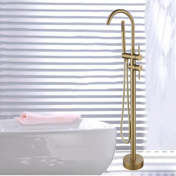 luxury bath tub sink faucet floor mounted brushed gold bathtub mixers standing and cold bath shower set hand shower 
luxury bath tub sink faucet floor mounted brushed gold bathtub mixers standing and cold bath shower set hand shower
