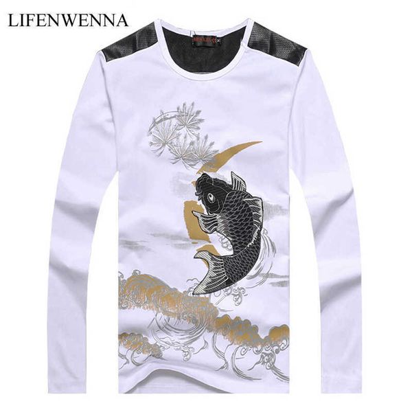 style chinese men's t shirt fashion embroidery long sleeve t shirt men casual slim t shirts men plus size 6xl tee shirt 210528, White;black
style chinese men's t shirt fashion embroidery long sleeve t shirt men casual slim t shirts men plus size 6xl tee shirt 210528, White;black