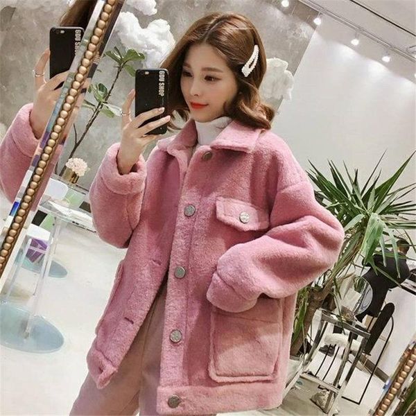 women's wool & blends short lamb fur coat female 2021 korean style loose lapel plush thickening woolen jacket for women casual outwear, Black
women's wool & blends short lamb fur coat female 2021 korean style loose lapel plush thickening woolen jacket for women casual outwear, Black