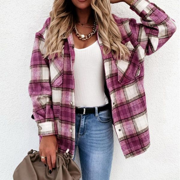 running jackets autumn plaid jacket women oversized checked female long sleeve shirts coats casual buttons blouses overcoat streetwear, Black;red
running jackets autumn plaid jacket women oversized checked female long sleeve shirts coats casual buttons blouses overcoat streetwear, Black;red