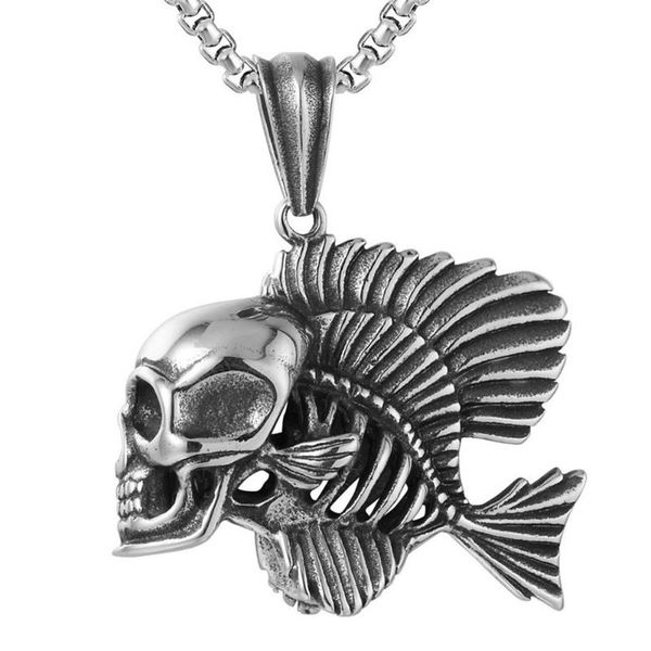 pendant necklaces men's titanium steel necklace skull fishbone retro punk party locomotive rider fashion jewelry gift, Silver
pendant necklaces men's titanium steel necklace skull fishbone retro punk party locomotive rider fashion jewelry gift, Silver