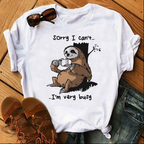 fashion cotton female t shirts short sleeve plus size women t shirt sloth printing harajuku tee tshirt femme, White
fashion cotton female t shirts short sleeve plus size women t shirt sloth printing harajuku tee tshirt femme, White