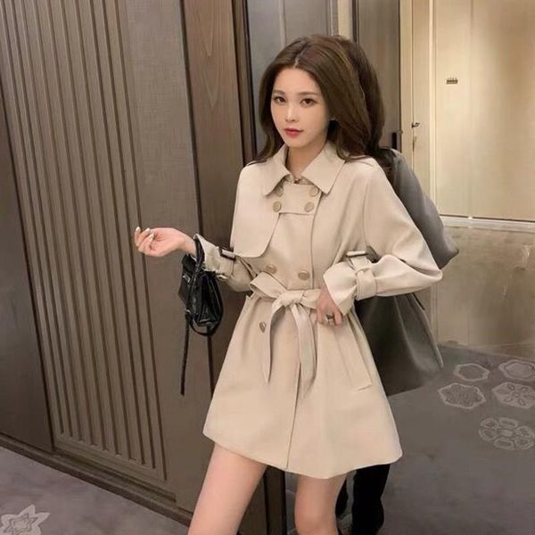 women's trench coats spring 2021 windbreaker british high end fashion belt overcoat female autumn mid-length coat for women, Tan;black
women's trench coats spring 2021 windbreaker british high end fashion belt overcoat female autumn mid-length coat for women, Tan;black