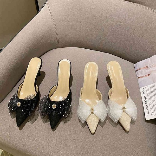 slippers women sandals pointed stiletto heel mules shoes closed toe mesh bow high pearl for hd1z, Black
slippers women sandals pointed stiletto heel mules shoes closed toe mesh bow high pearl for hd1z, Black