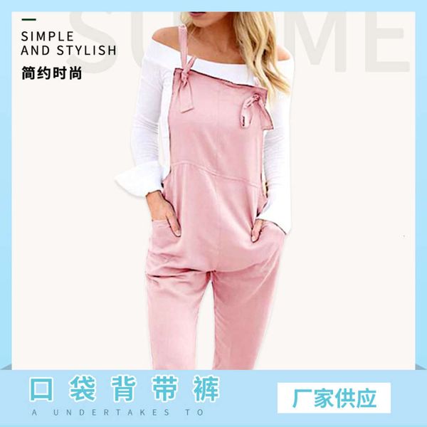 2020 summer high waist loose casual pocket strap pants women's large one-piece, Black;white
2020 summer high waist loose casual pocket strap pants women's large one-piece, Black;white