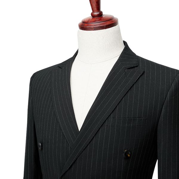 double-breasted black stripe suit fashion men korean style extra large bridegroom wedding dress thin business host suits, Black;red
double-breasted black stripe suit fashion men korean style extra large bridegroom wedding dress thin business host suits, Black;red