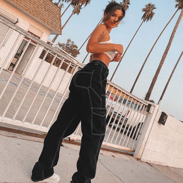 gothic black women baggy jeans pants y2k fashion high waist straight trousers streetwear korean style 90s casual outfit, Black;white
gothic black women baggy jeans pants y2k fashion high waist straight trousers streetwear korean style 90s casual outfit, Black;white