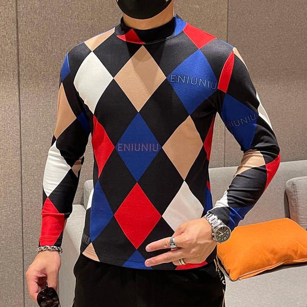 men's t-shirts 2021 autumn winter plaid t-shirt men long sleeve slim half turtleneck t shirts male velvet keeps warm casual bottoming, White;black
men's t-shirts 2021 autumn winter plaid t-shirt men long sleeve slim half turtleneck t shirts male velvet keeps warm casual bottoming, White;black
