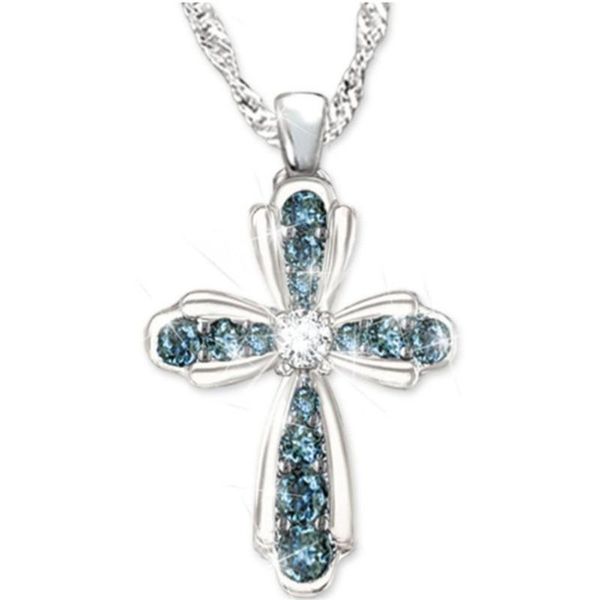 chains fashion blue zircon cross shape ladies lover couple romantic gift necklace anniversary party jewelry wholesale, Silver
chains fashion blue zircon cross shape ladies lover couple romantic gift necklace anniversary party jewelry wholesale, Silver