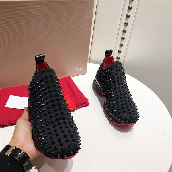 with box fashion suede leather platform red bottoms studded spikes flats dress casual shoes bottom men women high cut party lovers sneakers, Black
with box fashion suede leather platform red bottoms studded spikes flats dress casual shoes bottom men women high cut party lovers sneakers, Black