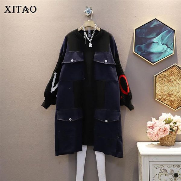 casual dresses xitao patchwork pockets knitted denim dress women 2021 winter fashion style temperament all match loose zy1186, Black;gray
casual dresses xitao patchwork pockets knitted denim dress women 2021 winter fashion style temperament all match loose zy1186, Black;gray