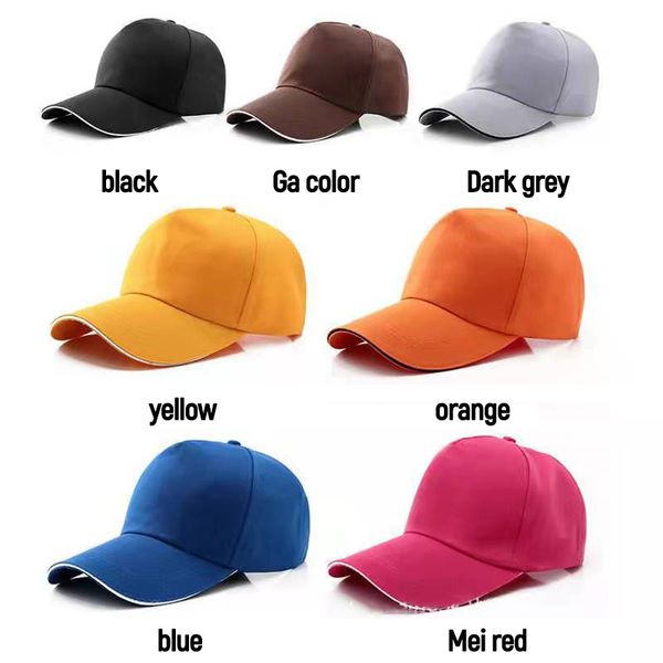 10 color designer custom baseball cap, adjustable travel cap, printed logo for men and women