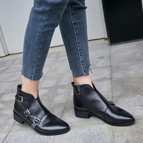 boots 2021 fashion women ankle shoes low heel leather motorcycle booties women's winter plus size 33-43, Black
boots 2021 fashion women ankle shoes low heel leather motorcycle booties women's winter plus size 33-43, Black
