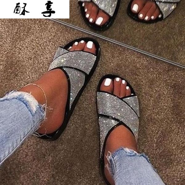 sandals 2021 women beach shoes fashion all-match crystal bright diamond flat outdoor slippers open toe, Black
sandals 2021 women beach shoes fashion all-match crystal bright diamond flat outdoor slippers open toe, Black