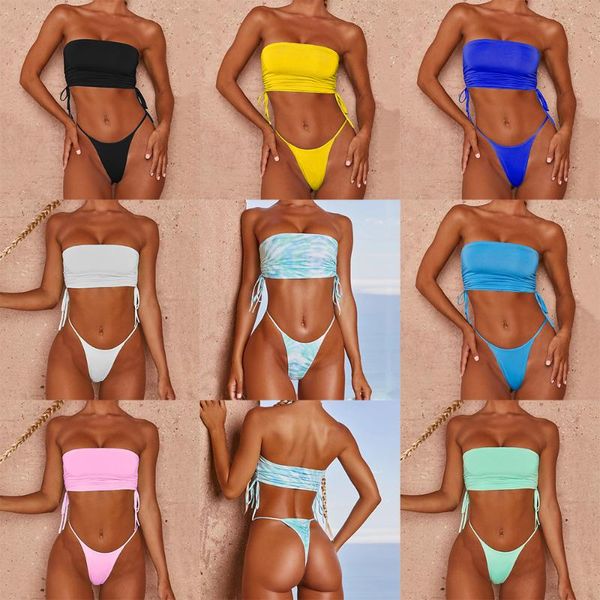 one-piece suits 2021 summer women two piece swimwear solid color blue bikini set bra bathing suit strapless beachwear
one-piece suits 2021 summer women two piece swimwear solid color blue bikini set bra bathing suit strapless beachwear