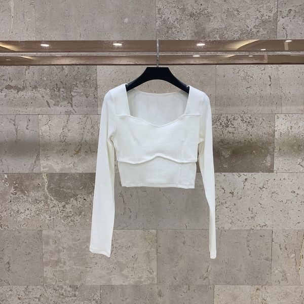 women designer t shirt2021 design: square neck, waist, thin stitching, short, versatile, long sleeve bottomed t-shirt girl, White
women designer t shirt2021 design: square neck, waist, thin stitching, short, versatile, long sleeve bottomed t-shirt girl, White