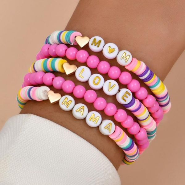 link, chain 5pcs/set handmade multicolor bracelet fashion letters beaded clay jewelry accessories, Black
link, chain 5pcs/set handmade multicolor bracelet fashion letters beaded clay jewelry accessories, Black