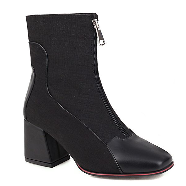 ankle with pink zipper, winter boots quqi, Black