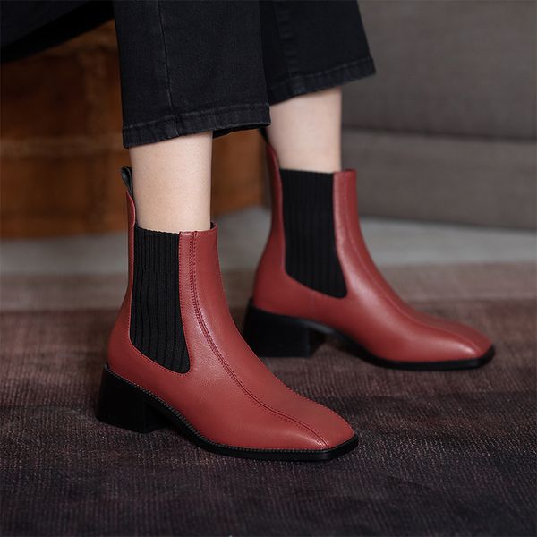 leather ankle boots brand sock boots women low heel woman shoes square toe short booties slip on lady shoes 2021 autumn new, Black
leather ankle boots brand sock boots women low heel woman shoes square toe short booties slip on lady shoes 2021 autumn new, Black
