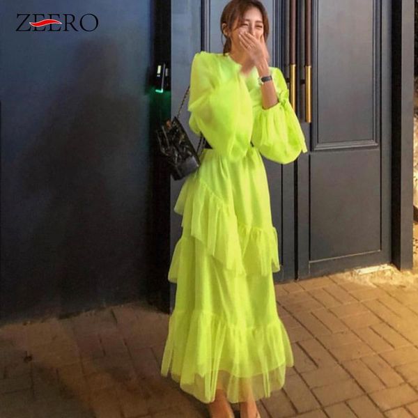 casual dresses 2021 korean fluorescent green layer ruffle dress elegant women plus size sashes lantern sleeve long party vestido, Black;gray
casual dresses 2021 korean fluorescent green layer ruffle dress elegant women plus size sashes lantern sleeve long party vestido, Black;gray