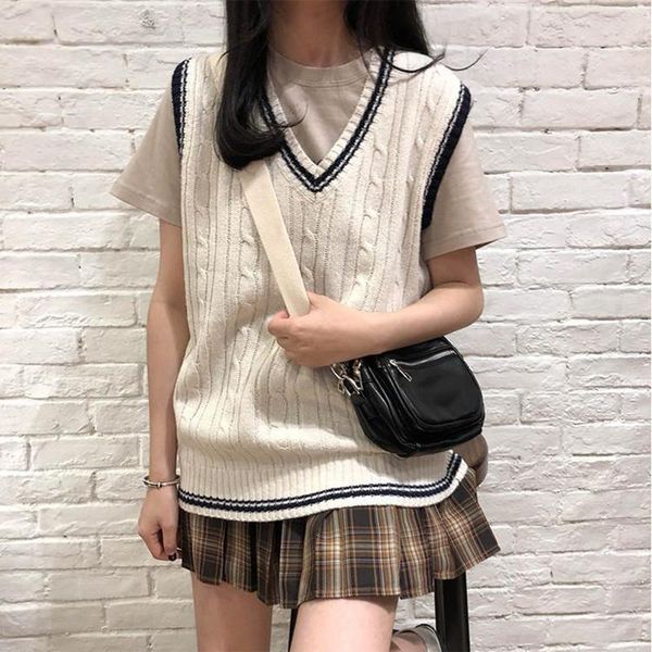 women's vests vangull preppy style v neck knitted sweater vest women autumn winter patchwork sleeveless female pullovers, Black;white
women's vests vangull preppy style v neck knitted sweater vest women autumn winter patchwork sleeveless female pullovers, Black;white