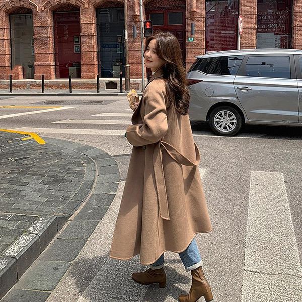 women's wool & blends 2021 autumn and winter double-sided cashmere nylon coat color belt all tweed cardigan large versio, Black
women's wool & blends 2021 autumn and winter double-sided cashmere nylon coat color belt all tweed cardigan large versio, Black