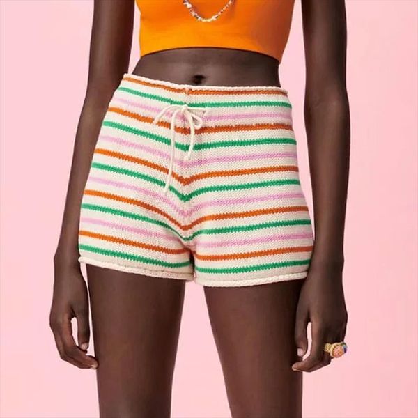 za summer vintage drawstring women short elastic waist striped pants fashion elegancel high waisted knit lady, White;black
za summer vintage drawstring women short elastic waist striped pants fashion elegancel high waisted knit lady, White;black