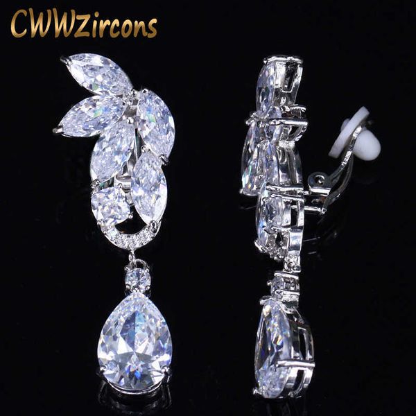 cz crystal women wedding party jewelry big long water drop clip on non pierced earrings with clips cz113 210714, Silver
cz crystal women wedding party jewelry big long water drop clip on non pierced earrings with clips cz113 210714, Silver