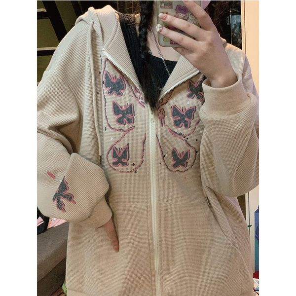 khaki zip sweatshirt waffle winter jacket oversized hoodie butterfly retro pocket women sleeve pullover, Black
khaki zip sweatshirt waffle winter jacket oversized hoodie butterfly retro pocket women sleeve pullover, Black