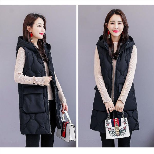 women's vests fashion korean sleeveless jacket plus size outer wear long vest female winter parkas chalecos mujer zjt117, Black;white
women's vests fashion korean sleeveless jacket plus size outer wear long vest female winter parkas chalecos mujer zjt117, Black;white
